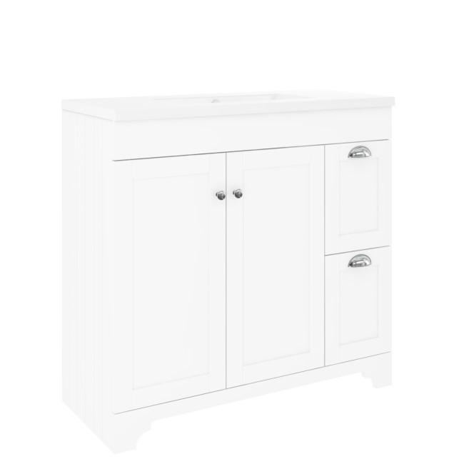 900mm White Freestanding Vanity Unit with Basin - Baxenden