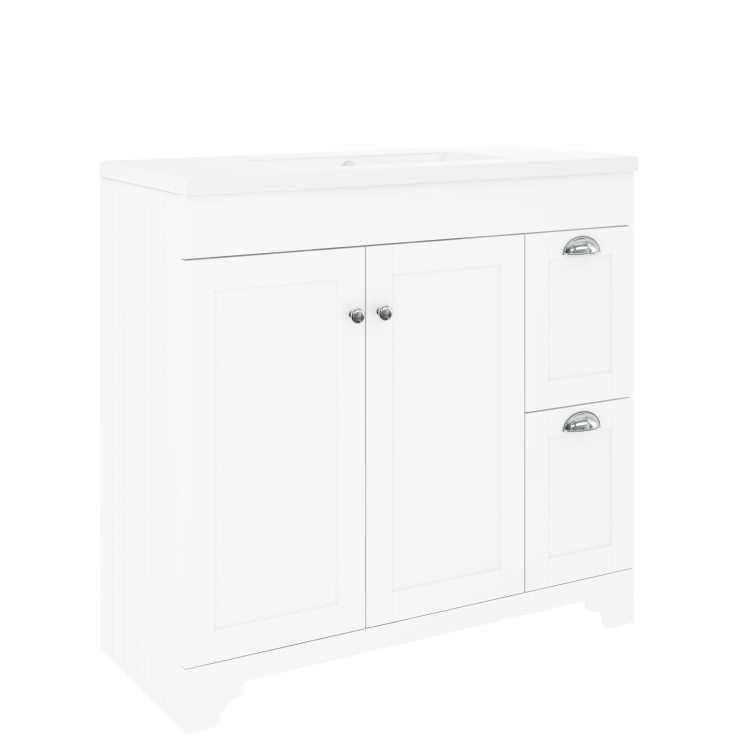 900mm White Freestanding Vanity Unit with Basin - Baxenden