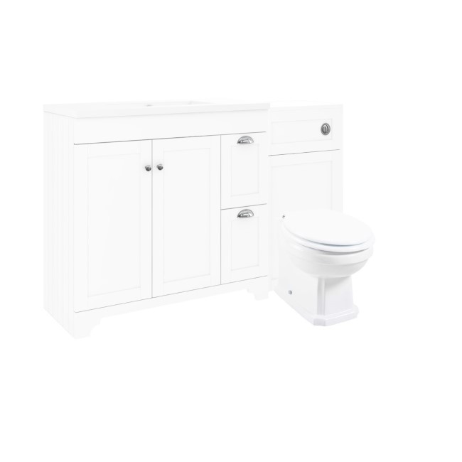 1400mm White Toilet and Sink Unit with Traditional Toilet- Baxenden