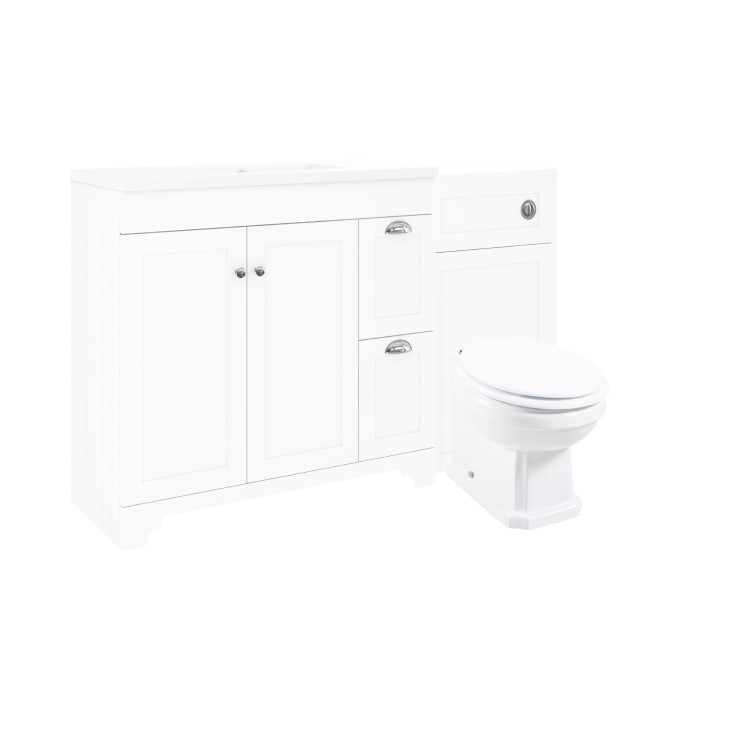 1400mm White Toilet and Sink Unit with Traditional Toilet- Baxenden