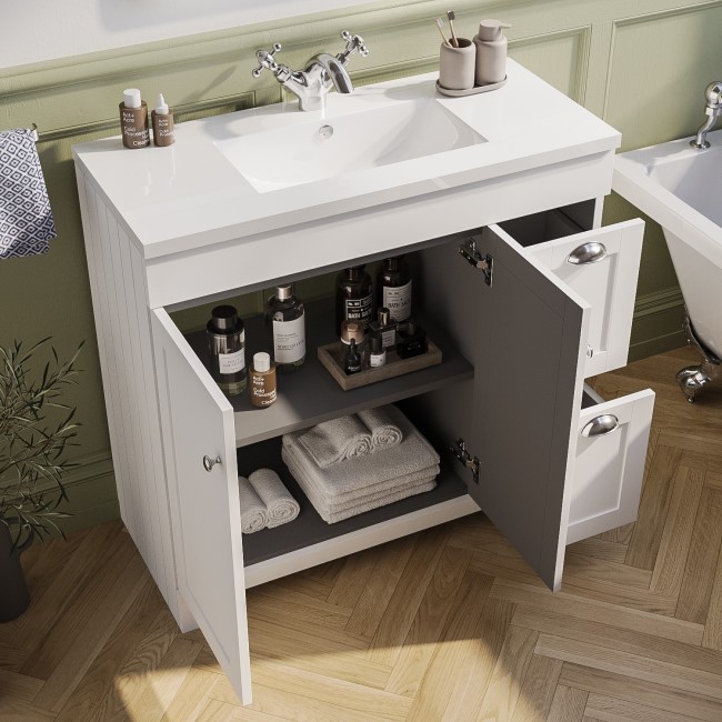 1400mm White Toilet and Sink Unit with Traditional Toilet- Baxenden