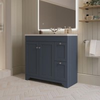 ONLY OPENED - 900mm Blue Freestanding Vanity Unit with Basin - Baxenden
