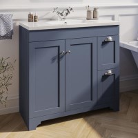 900mm Blue Freestanding Vanity Unit with Basin - Baxenden