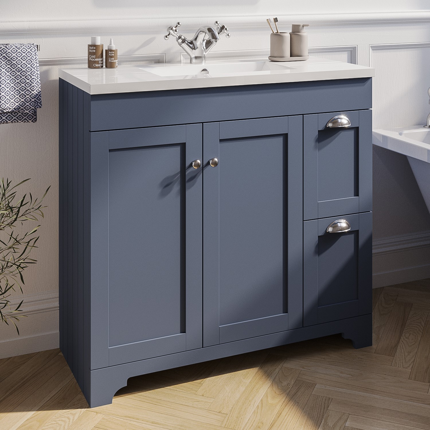 900mm Blue Freestanding Vanity Unit With Basin Baxenden Furniture123 900mm Blue Freestanding Vanity Unit With Basin Baxenden Furniture123