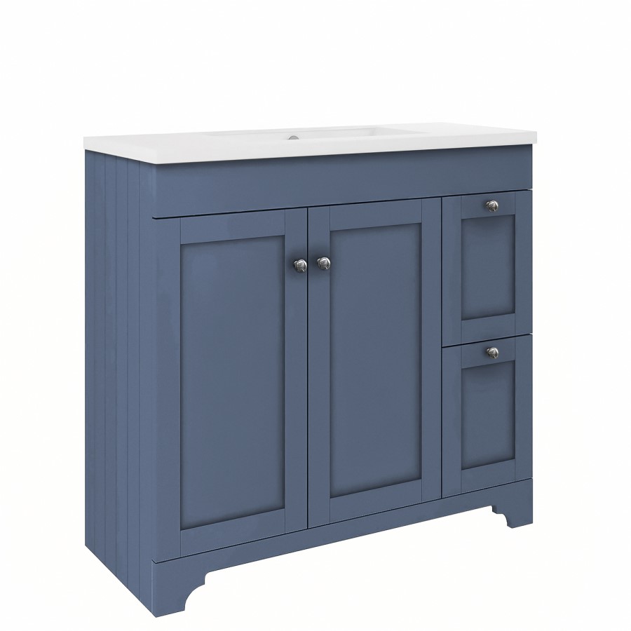 ONLY OPENED - 900mm Blue Freestanding Vanity Unit with Basin - Baxenden