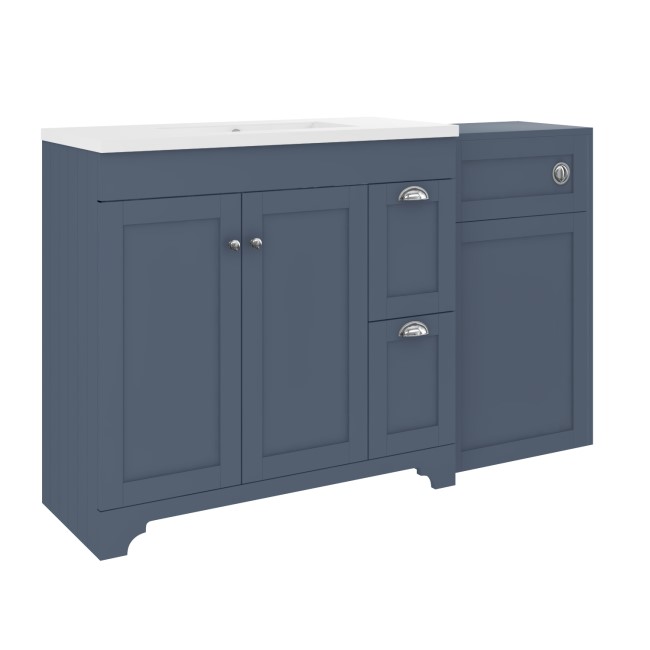 1400mm Blue Toilet and Sink Unit with Traditional Toilet - Baxenden