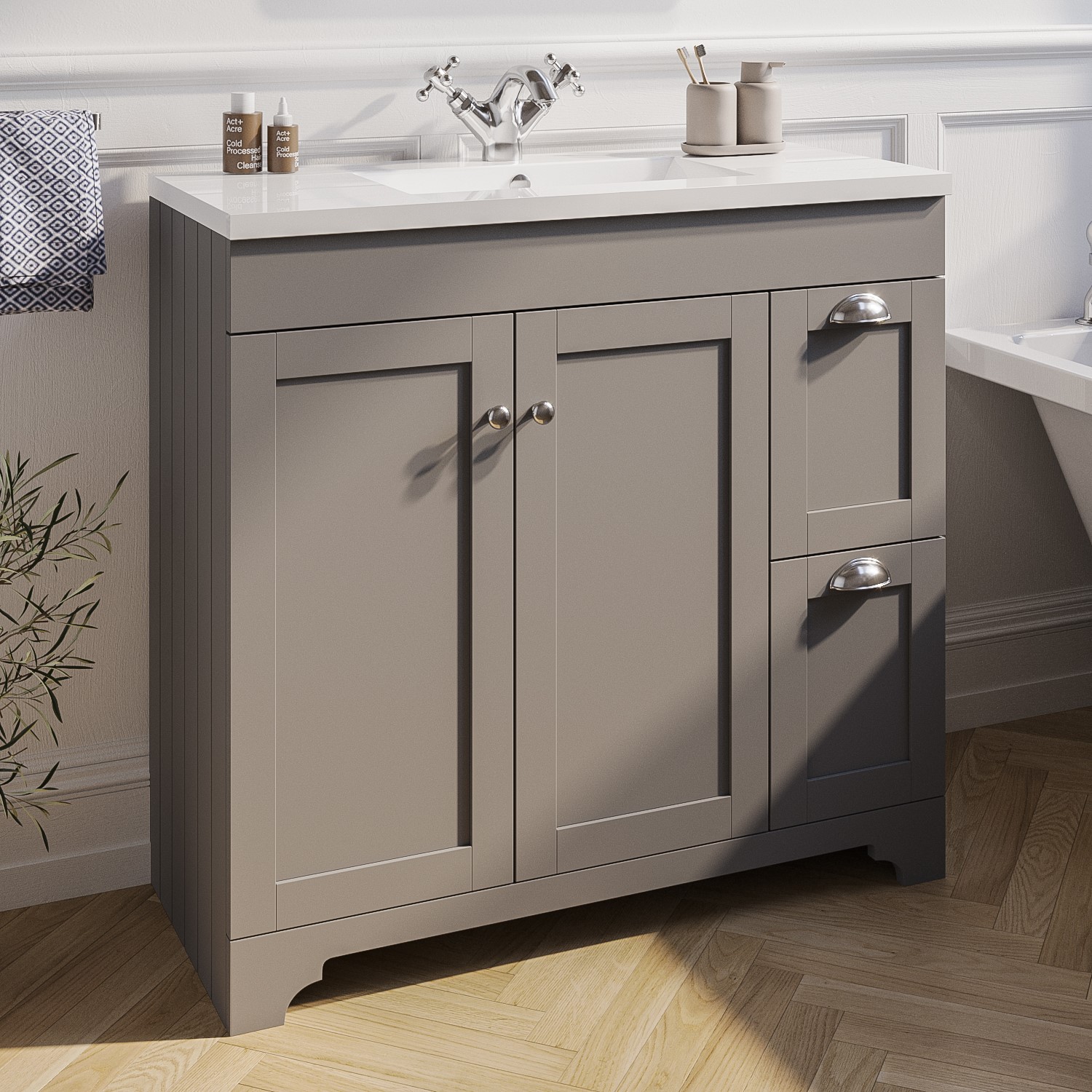 900mm Grey Freestanding Vanity Unit With Basin Baxenden Furniture123 900mm Grey Freestanding Vanity Unit With Basin Baxenden Furniture123