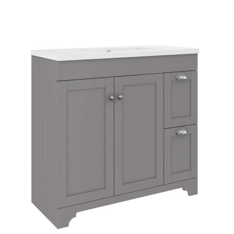 900mm Grey Freestanding Vanity Unit with Basin - Baxenden