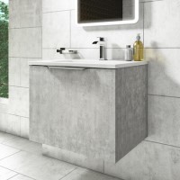 600mm Concrete Effect Wall Hung Vanity Unit with Gloss Basin - Sion 600mm Concrete Effect Wall Hung Vanity Unit with Gloss Basin - Sion
