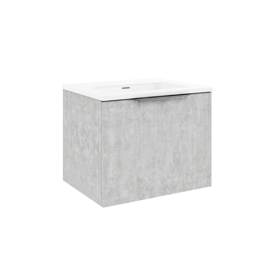 600mm Concrete Effect Wall Hung Vanity Unit with Matt Basin - Sion