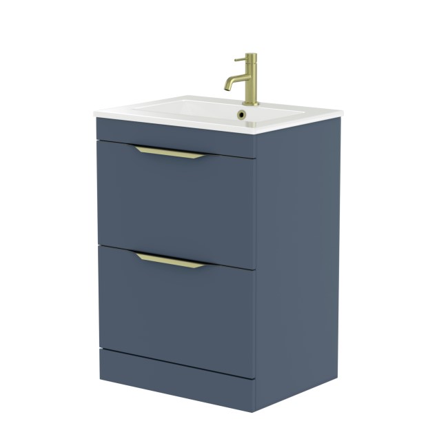 600mm Blue Freestanding Vanity Unit with Matt Basin - Sion