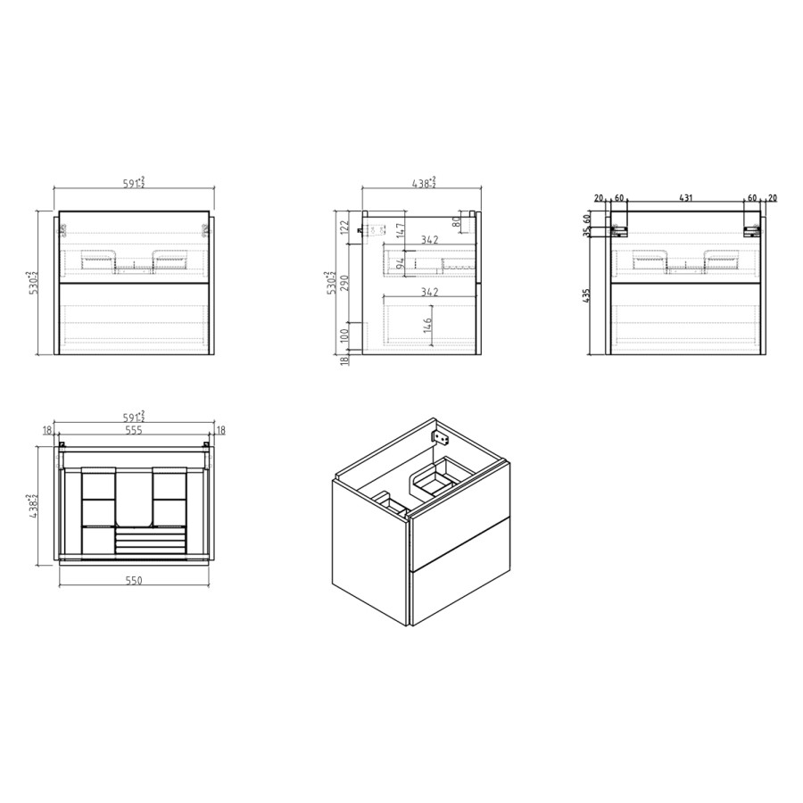 700mm White Freestanding Vanity Unit with Basin - Nero
