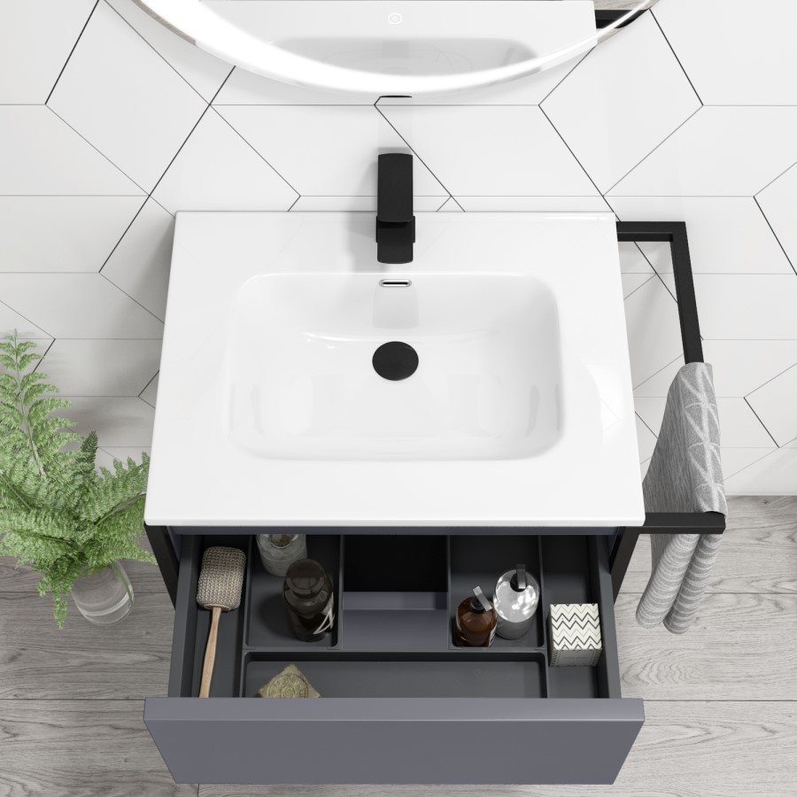 700mm Grey Freestanding Vanity Unit with Basin - Nero