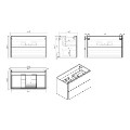 Grade A2 - 1000mm Grey Freestanding Vanity Unit with Basin - Nero