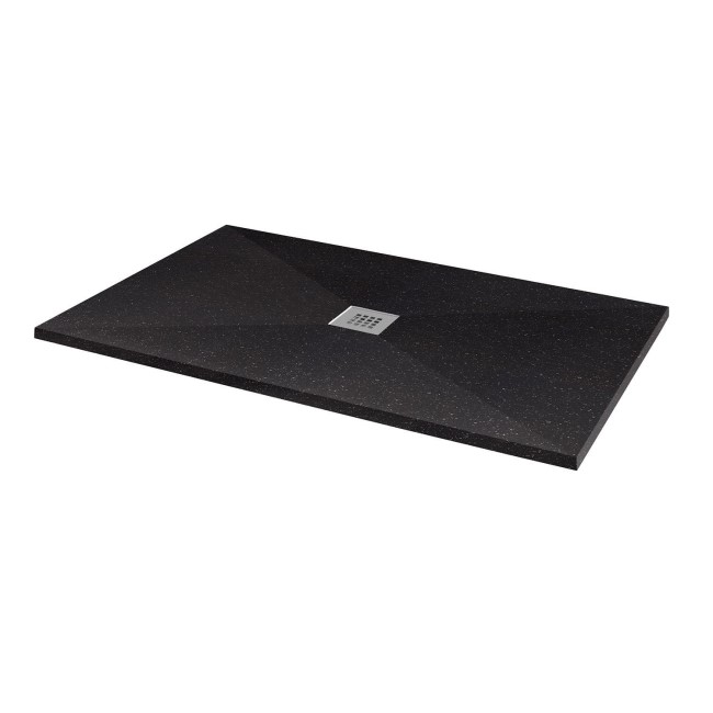 Silhouette Black Sparkle 1400 x 900 Rectangular Ultra Low Profile Tray with waste
