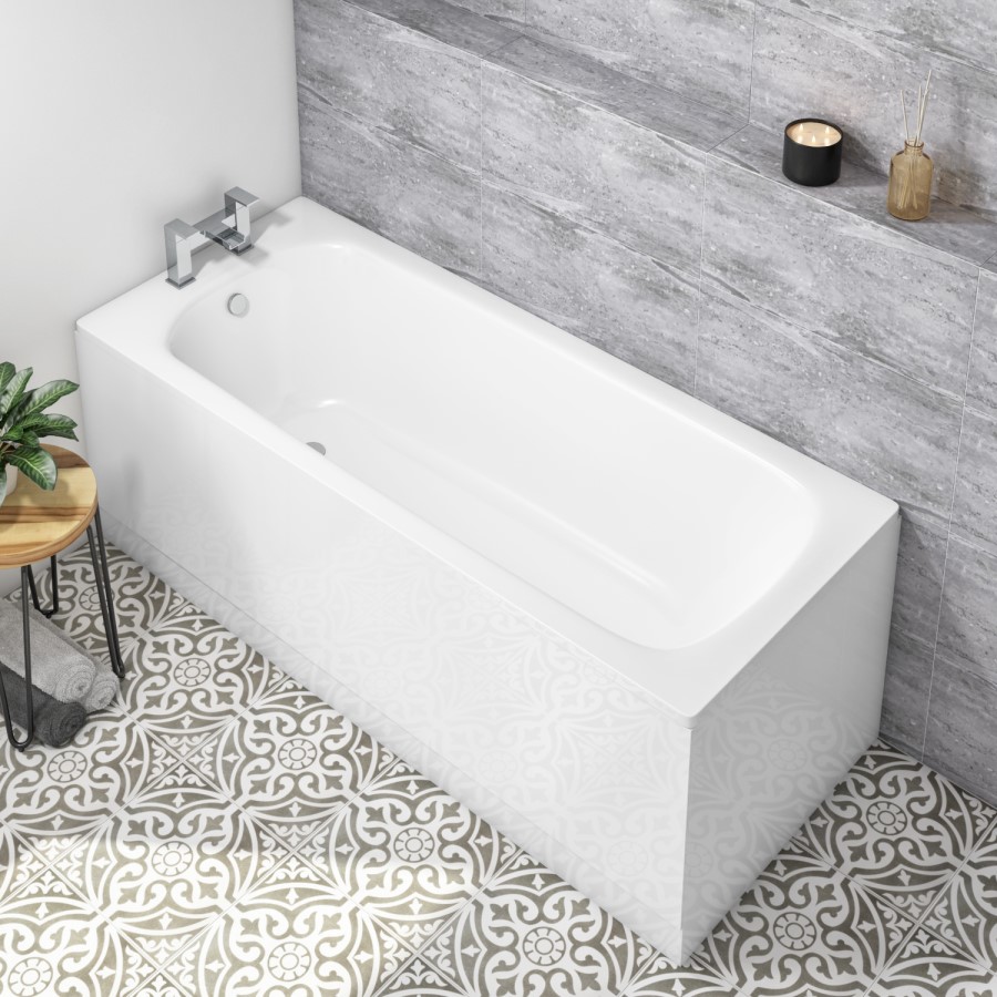 Single Ended Steel Bath with 2 Tap Holes - 1500 x 700mm
