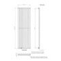 Anthracite Vertical Single Panel Radiator with Towel Bar 1600 x 480mm - Margo