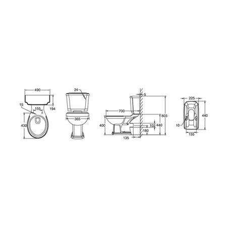 Traditional Double Ended Freestanding Bath Suite with Toilet & Basin - Park Royal