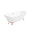 Freestanding Double Ended Roll Top Bath with Pink Feet 1515 x 740mm - Park Royal