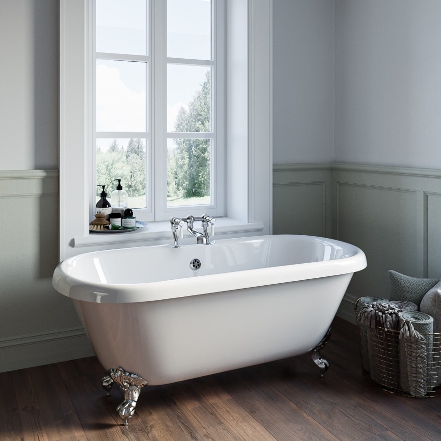 Traditional Chrome Freestanding Bath Suite with Toilet & Basin - Park Royal