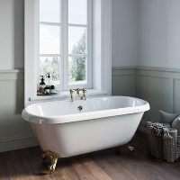 Traditional Brass Freestanding Bath Suite with Toilet & Basin - Park Royal