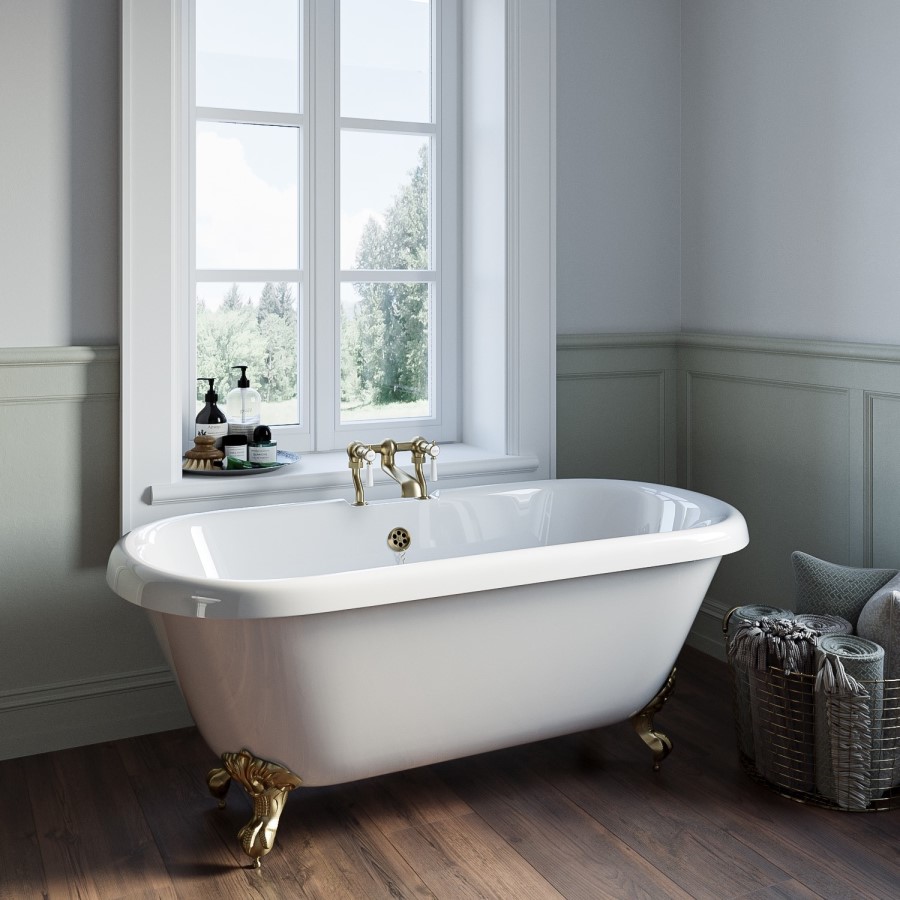 Traditional Brass Freestanding Bath Suite with Toilet & Basin - Park Royal
