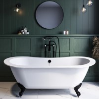 Freestanding Double Ended Slipper Bath with Black Feet 1700 x 745mm - Park Royal Freestanding Double Ended Slipper Bath with Black Feet 1700 x 745mm - Park Royal