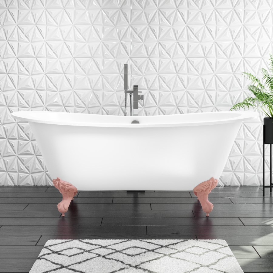 Freestanding Double Ended Slipper Bath with Pink Feet 1700 x 745mm - Park Royal
