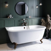 Freestanding Double Ended Back to Wall Bath with Bronze Feet 1700 x 745mm - Park Royal