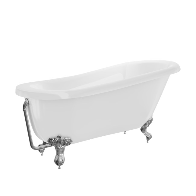 Freestanding Single Ended Roll Top Slipper Bath with Chrome Feet 1555 x 725mm - Park Royal