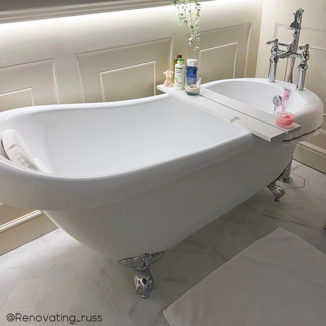 Freestanding Single Ended Roll Top Slipper Bath with Chrome Feet 1555 x 725mm - Park Royal