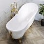 Freestanding Single Ended Roll Top Slipper Bath with Brushed Brass Feet 1550 x 725mm - Park Royal