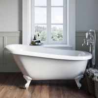 Freestanding Single Ended Roll Top Slipper Bath with White Feet 1700 x 710mm - Park Royal Freestanding Single Ended Roll Top Slipper Bath with White Feet 1700 x 710mm - Park Royal