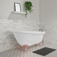 Freestanding Single Ended Roll Top Slipper Bath with Pink Feet 1700 x 710mm - Park Royal