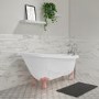 Freestanding Single Ended Roll Top Slipper Bath with Pink Feet 1700 x 710mm - Park Royal