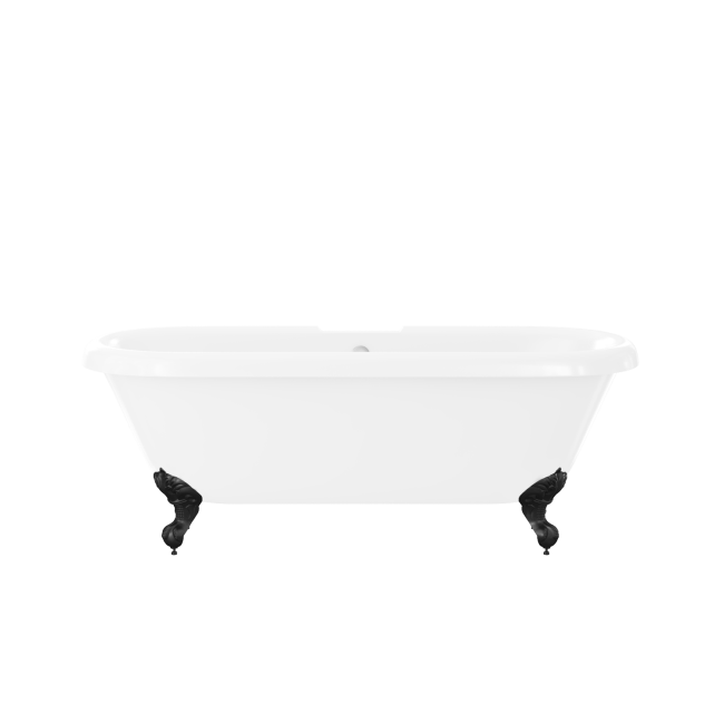 Freestanding Double Ended Roll Top Bath with Black Feet 1690 x 740mm - Park Royal