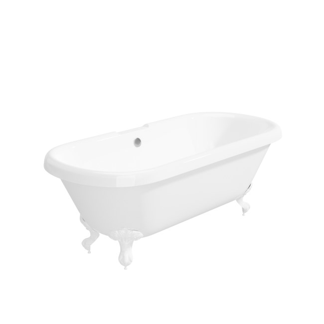 Freestanding Double Ended Roll Top Bath with White Feet 1690 x 740mm - Park Royal