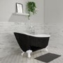 Black Freestanding Single Ended Roll Top Slipper Bath with White Feet 1625 x 695mm - Lunar