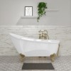 Freestanding Single Ended Roll Top Slipper Bath with Brushed Brass Feet 1625 x 695mm - Lunar