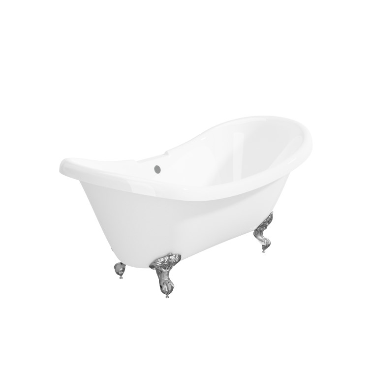 Grade A2 - Freestanding Double Ended Roll Top Bath with Chrome Feet 1750 x 740mm - Park Royal