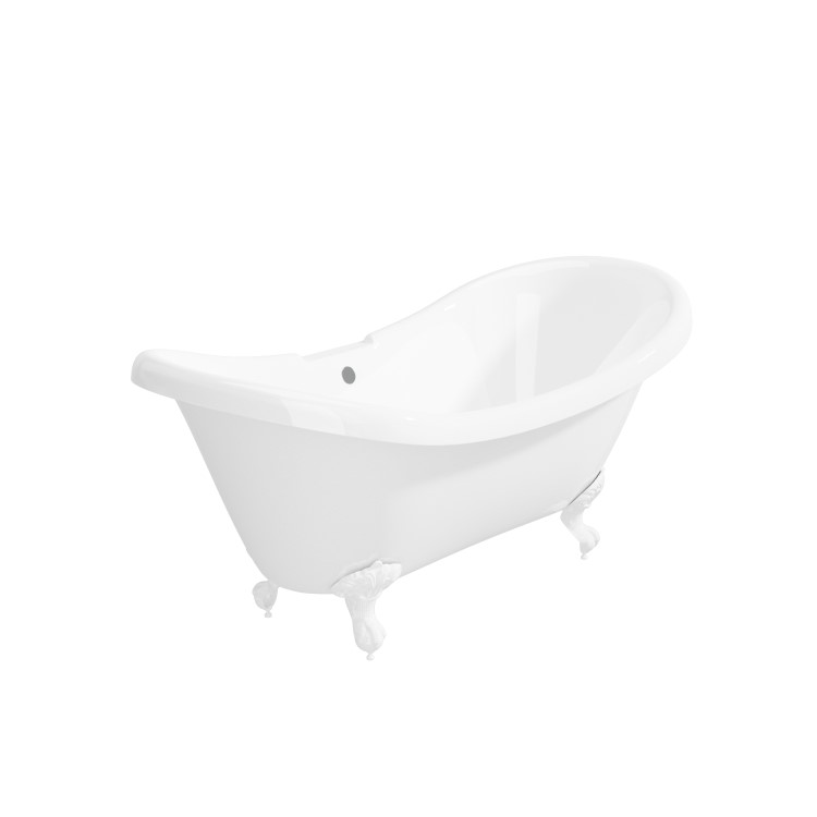 Freestanding Double Ended Roll Top Bath with White Feet 1750 x 740mm - Park Royal