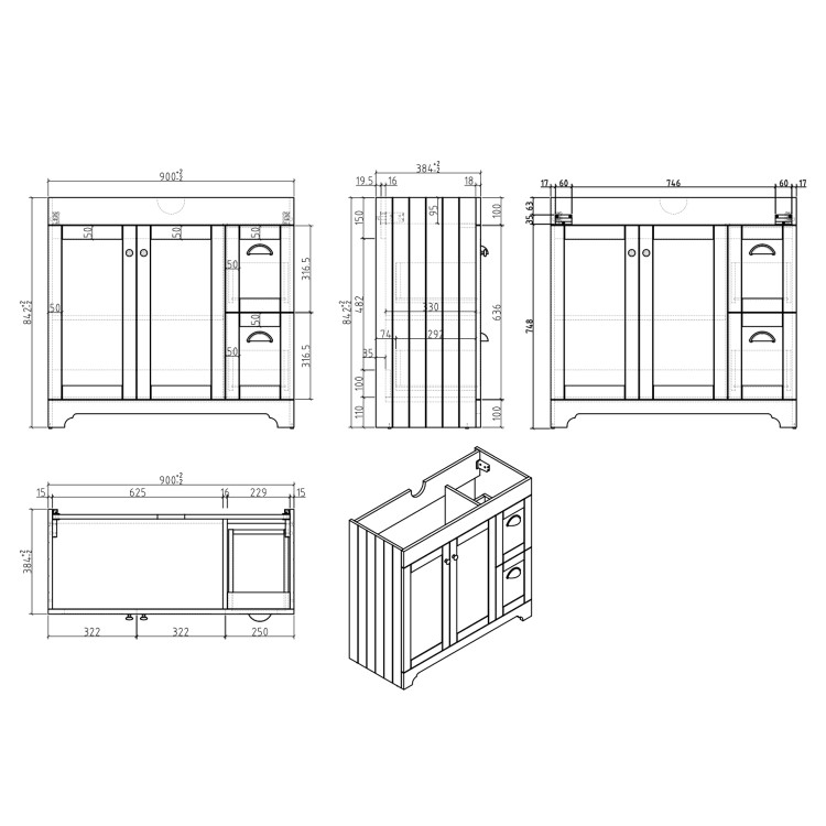 1400mm Toilet and Basin Combination Unit - Modern Toilet - White - Baxenden