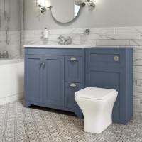 1400mm Blue Toilet and Sink Unit with Square Toilet - Baxenden 1400mm Blue Toilet and Sink Unit with Square Toilet - Baxenden
