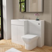 1100mm White Toilet and Sink Unit Left Hand with Modern Square Toilet - Florence