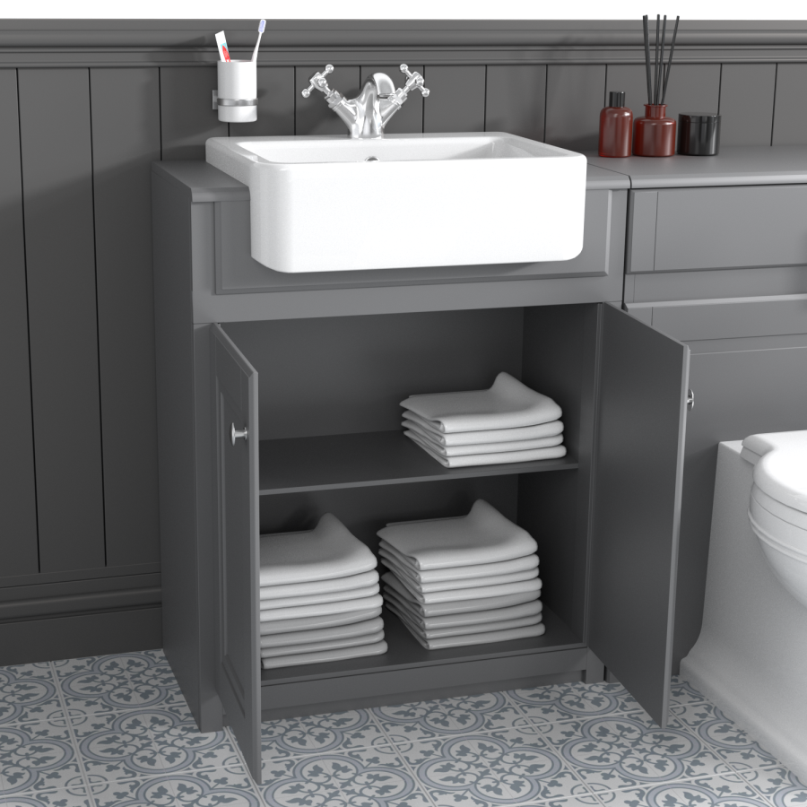 Toilet Basin and Storage Combination Unit - Grey - Traditonal - Westbury