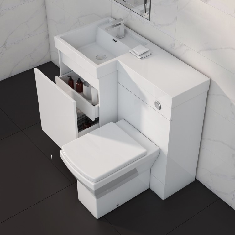 900mm White Toilet and Sink Unit Left Hand with Square Toilet- Agora