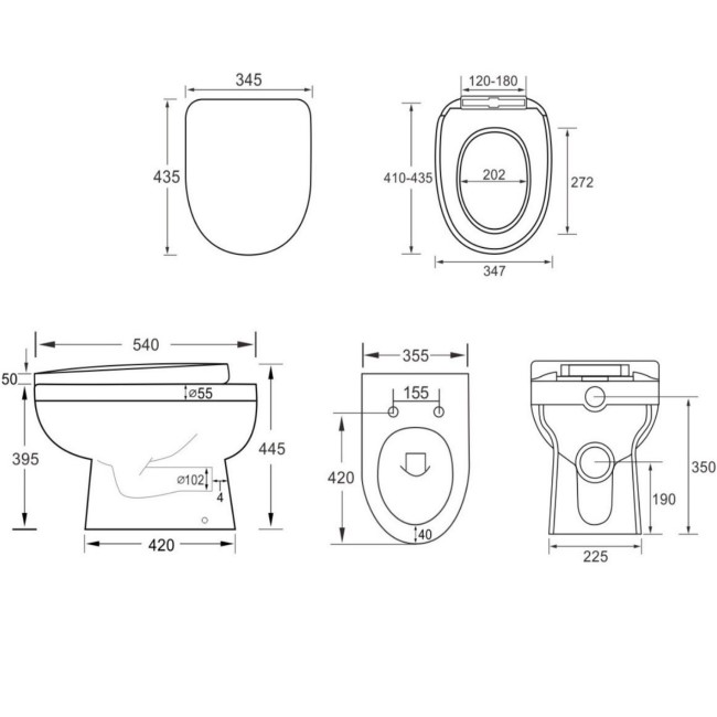 900mm White Toilet and Sink Unit Left Hand with Round Toilet - Agora