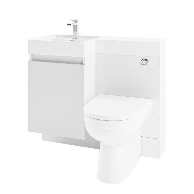 900mm White Toilet and Sink Unit Left Hand with Round Toilet - Agora