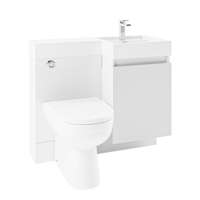 900mm White Toilet and Sink Unit Right Hand with Round Toilet - Agora