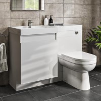 1200mm White Toilet and Sink Unit Left Hand with Round Toilet - Agora